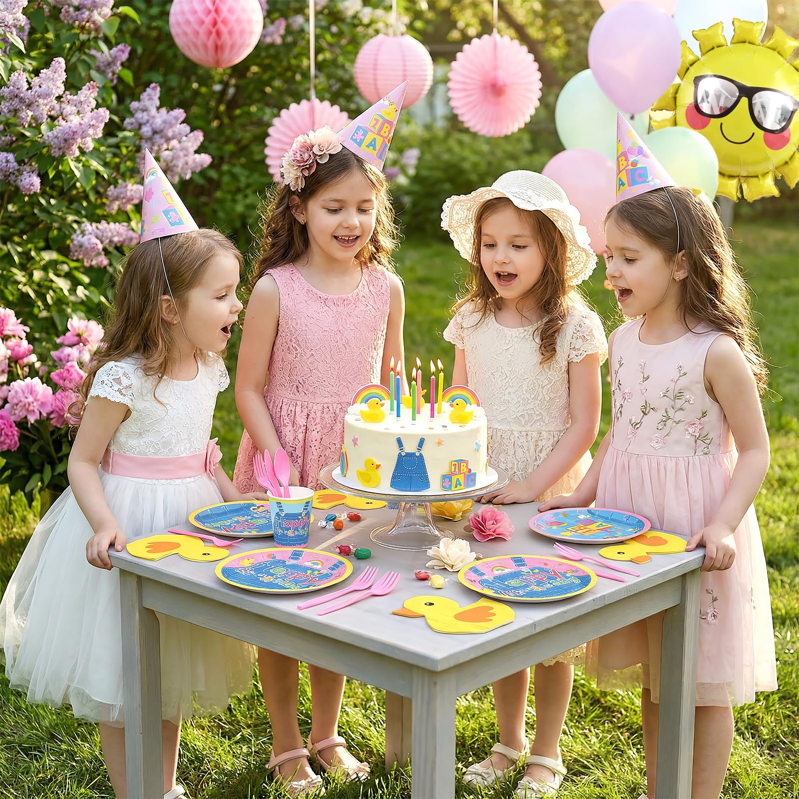 Fufuddz 96 pcs Rachell Cartoon Teacher Party Decorations, English Teacher Paper Party Plates and Napkins for 24 guests, Dinnerware Set for Fans Girls