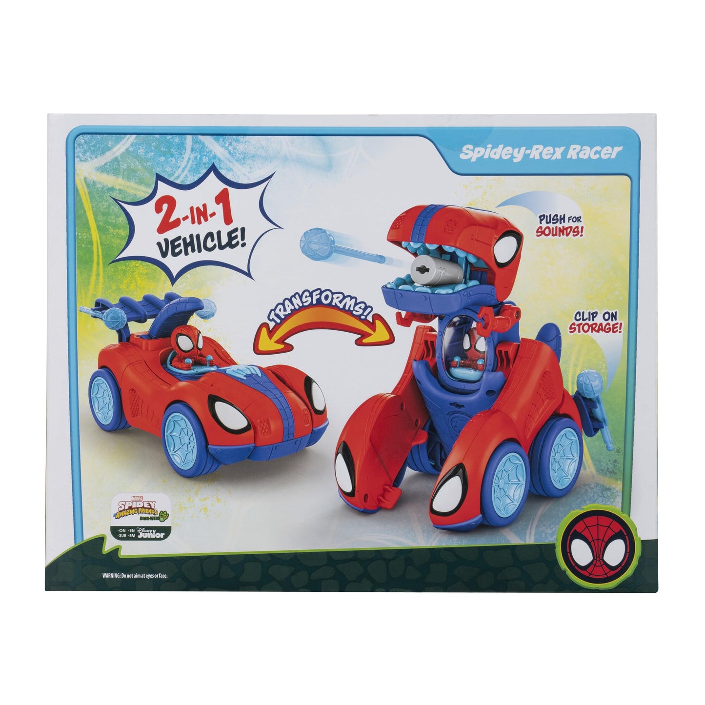 MARVEL Spidey and His Amazing Friends Spidey-Rex Racer - 8-Inch Vehicle with Sounds that Transforms from Vehicle Into Dinosaur