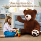 MorisMos Smile Giant Teddy Bear, 51inch Large Stuffed Bears with Big Footprints, Big Stuffed Animals Cuddly Plush Gifts for Girlfriends, Boyfriend