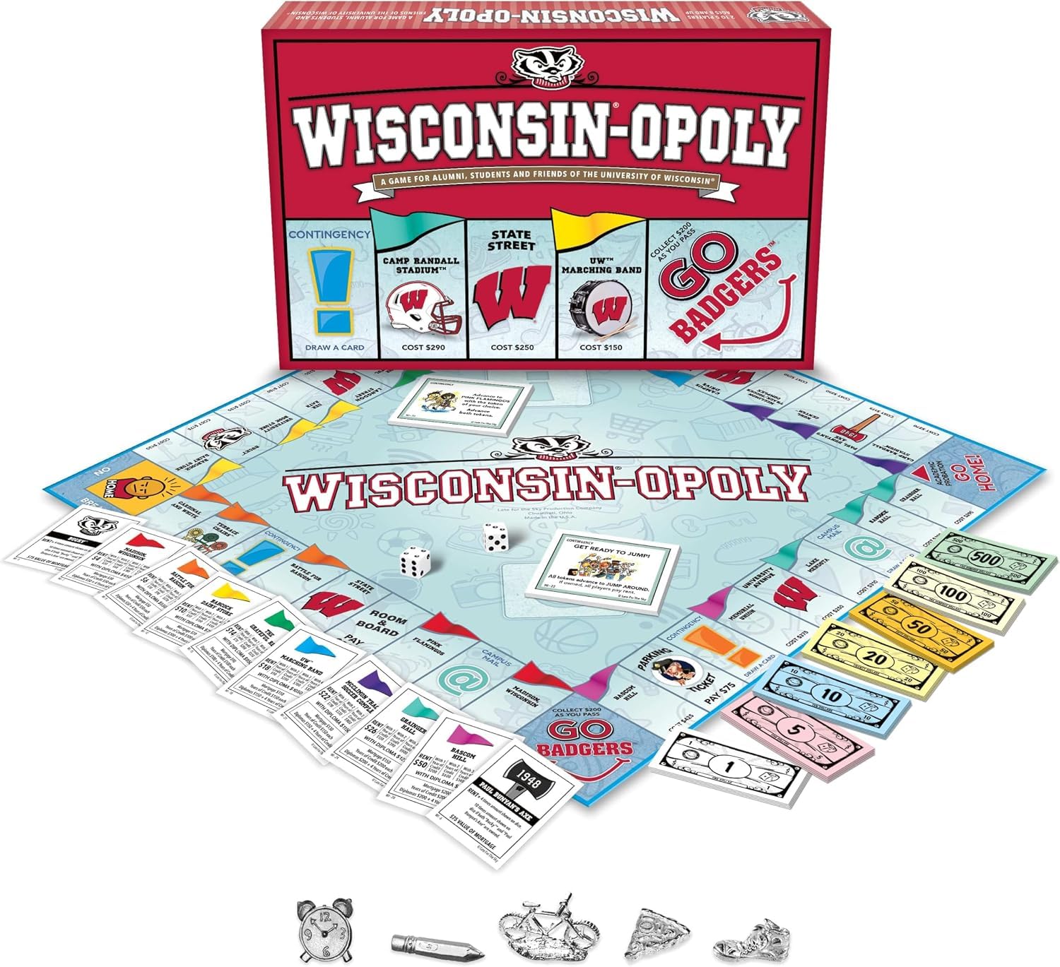 Late for the Sky Wisconsinopoly Board Game - University of Wisconsin Madison Theme, 2-6 Players, Family Strategy Party Game, Alumni and Student Gift