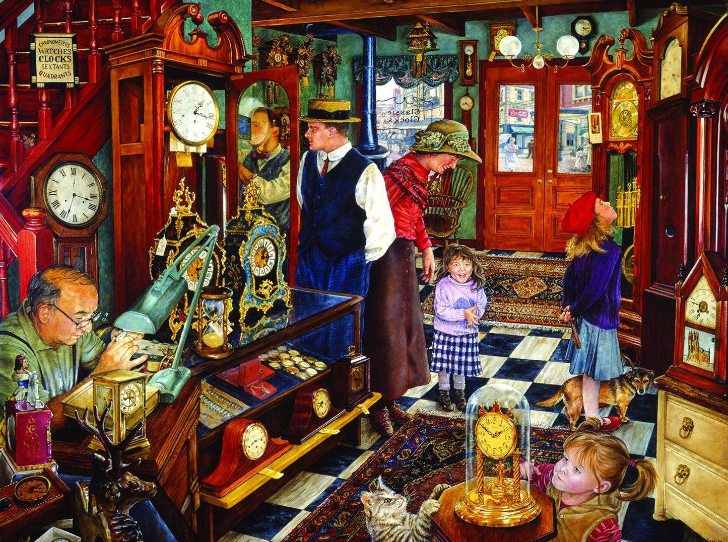 SUNSOUT INC - The Clock Shop - 1000 pc Jigsaw Puzzle by Artist: Susan Brabeau - Finished Size 20" x 27" - MPN# 44652