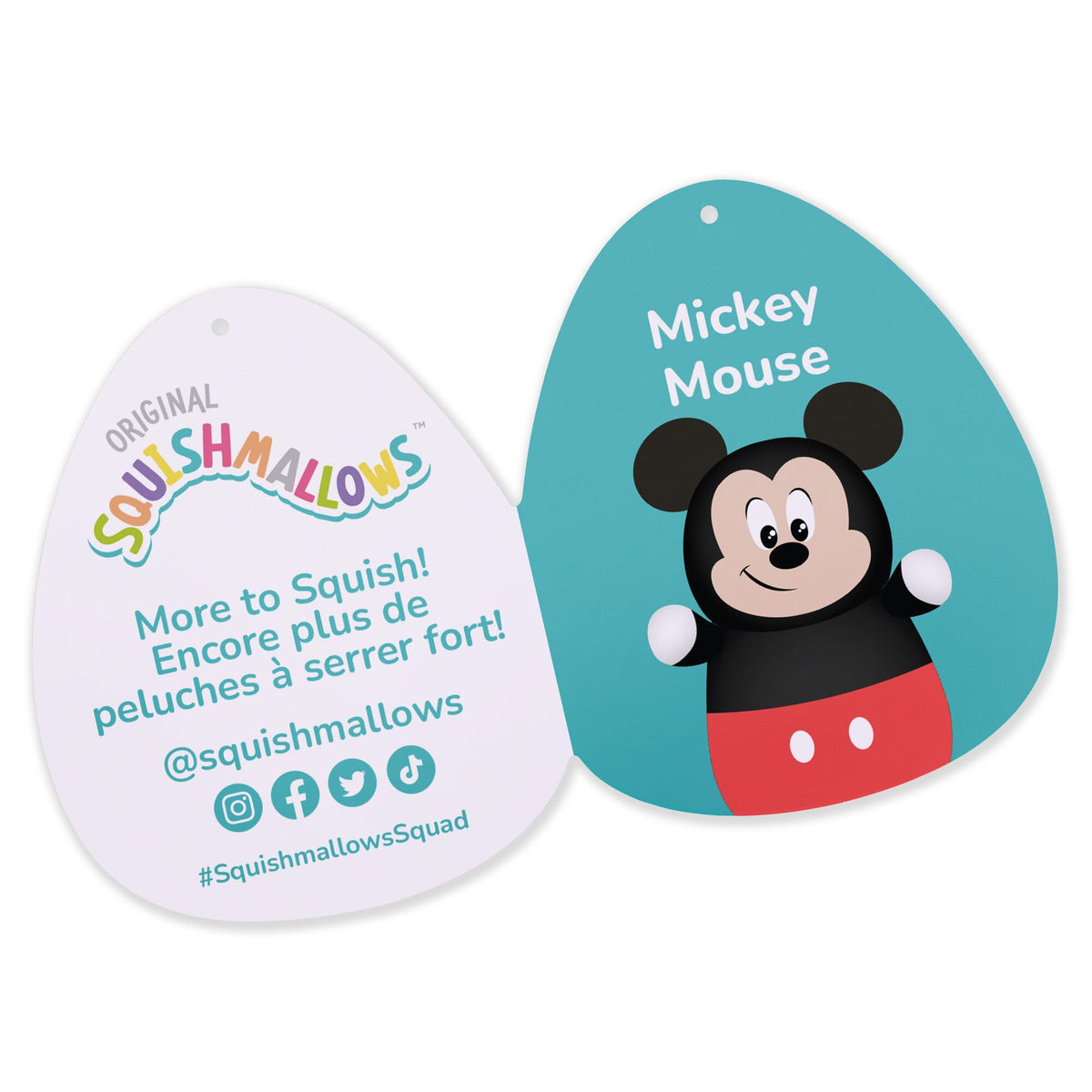 Squishmallows Original Disney 10-Inch Mickey Mouse HugMees - Medium-Sized Ultrasoft Official Jazwares Plush