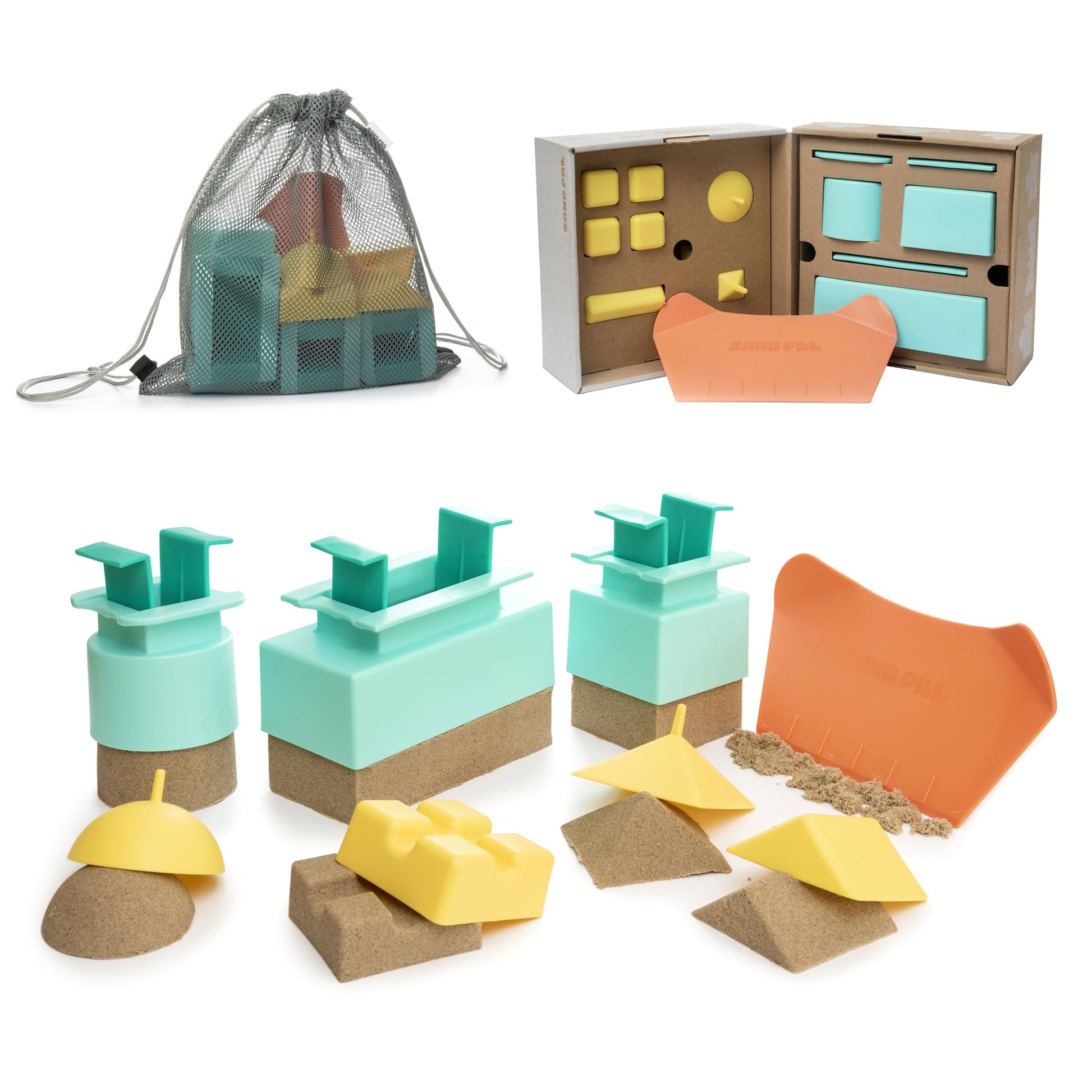 Sand Pal Beach Toys for Kids Ages 3-12 Sand Castle Molds, 9 PCS w/Mesh Bag