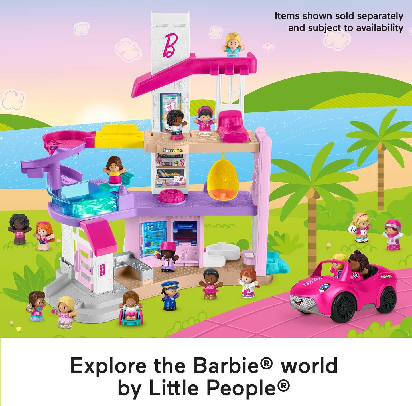 Fisher-Price Little People Toddler Toys Barbie Swimming Figure Set with 2 Characters for Preschool Pretend Play Kids Ages 18+ Months