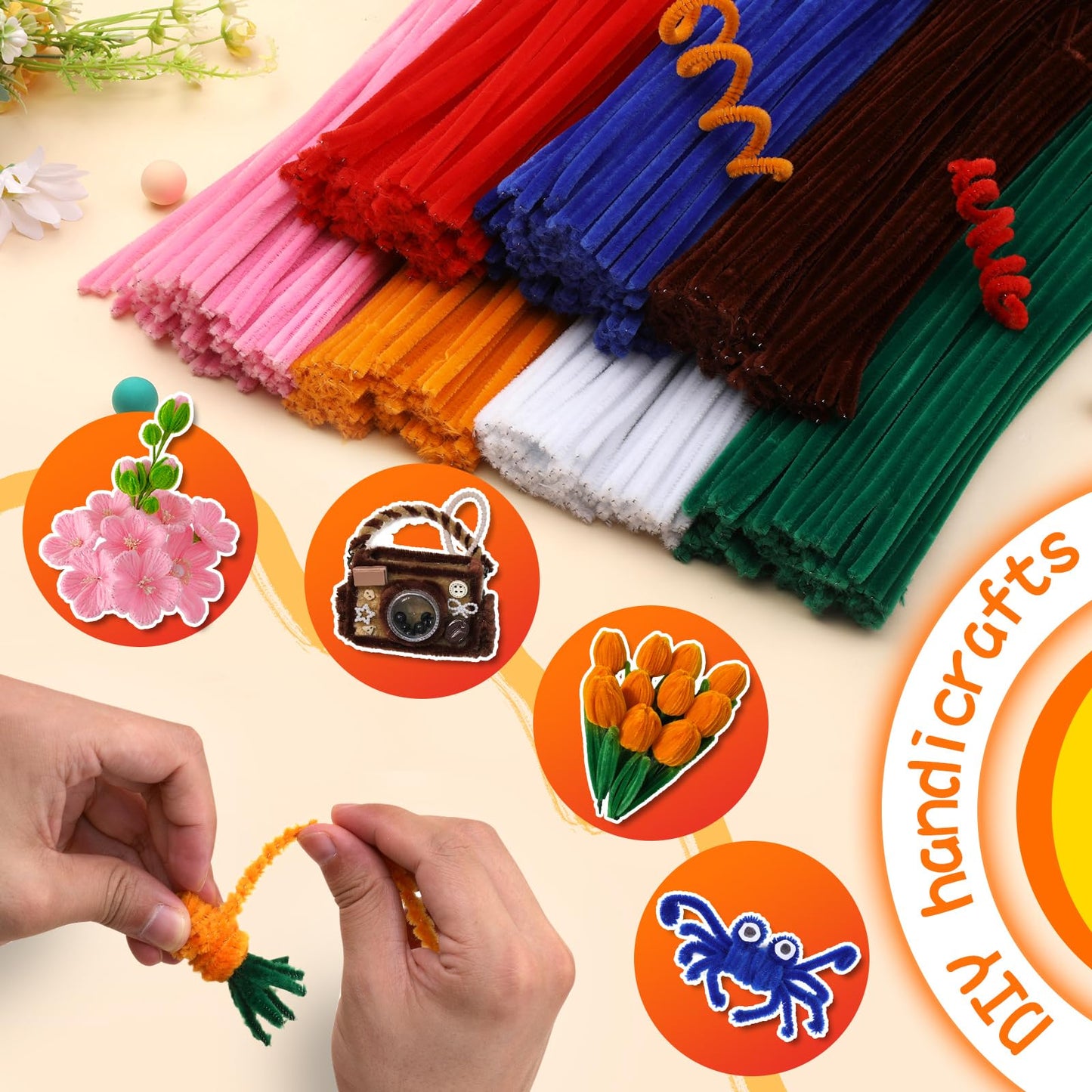 60 PCS White Pipe Cleaners - Bulk Art & Craft Pipe Cleaners Chenille Stem for Creative Home Decoration and Arts Crafts