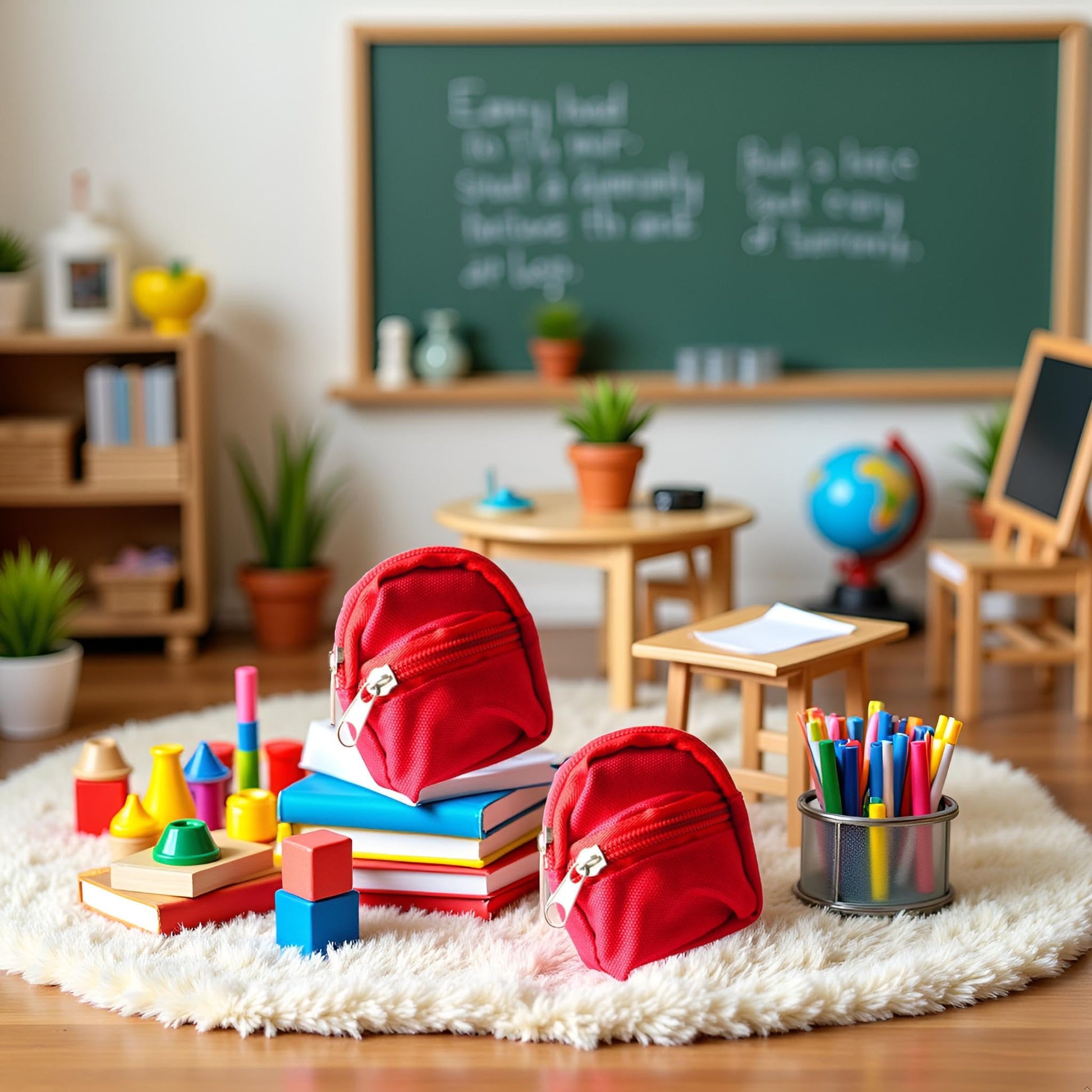 2Pcs Red Mini Doll Backpack School Bag Model Dollhouse School Accessory for 1/6 Scale Dollhouse Décor, Simulation Mini School Bag Model,Dollhouse