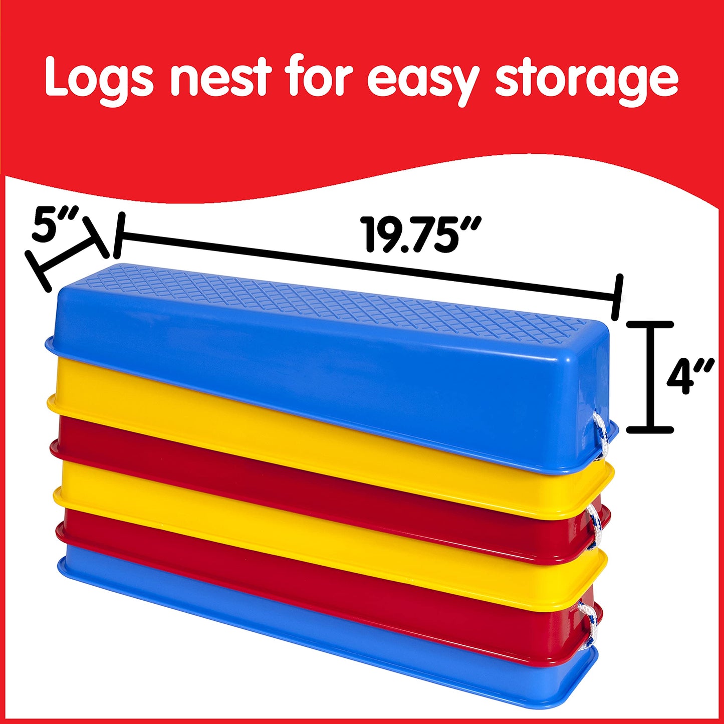 Edx Education Step-a-Logs - Supplies for Physical Play - Indoor and Outdoor - Exercise and Gross Motor Skills - Stackable - Build Coordination