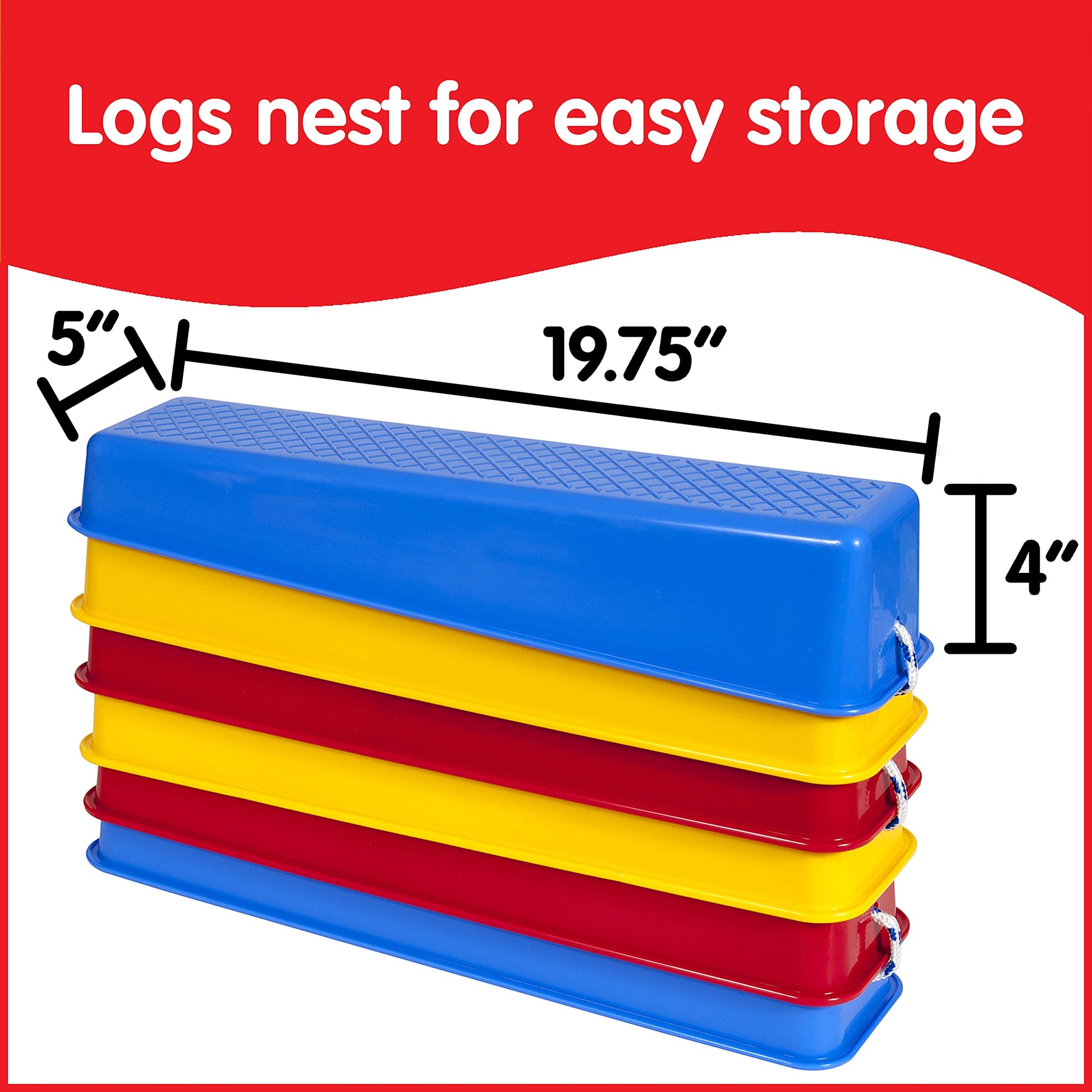 Edx Education Step-a-Logs - Supplies for Physical Play - Indoor and Outdoor - Exercise and Gross Motor Skills - Stackable - Build Coordination