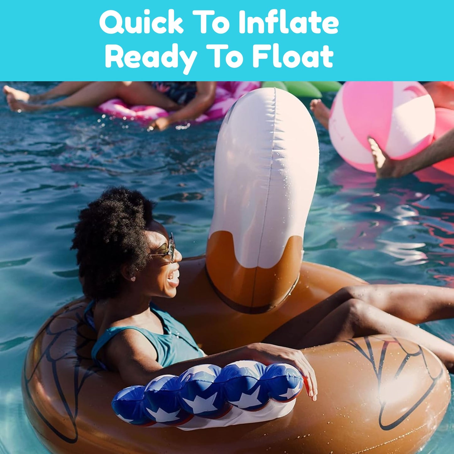 Coconut Outdoor Patriotic Bald Eagle Pool Float, Inflatable Pool Ring