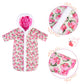 Rakki Dolli Doll Jumpsuit Sleeping Bag Handmade Doll Clothes Hooded Romper Pink Rose Winter Hoodie Doll Accessory Soft Thick Swaddle Blanket Fit