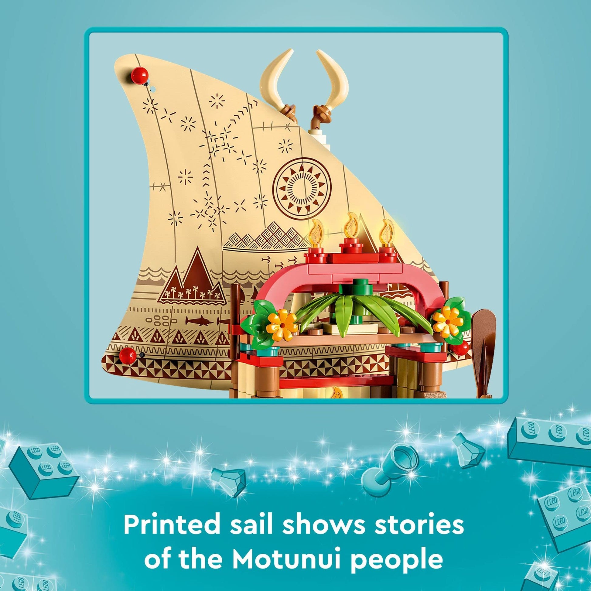LEGO Disney Princess Moana's Wayfinding Boat Building Toy 43210 Disney Princess Toy Set with Moana and Sina Mini-Dolls, Dolphin Figure