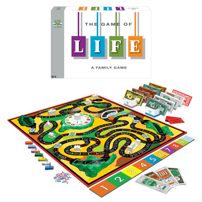 The Game Of Life With 1960 Artwork & Gameplay, Winning Moves Games USA, Classic Game: Original 1960's Version, Spinner, Mountains, Insurance, Career