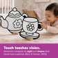 High-Contrast Black & White 3D Tea Party Set - Builds Baby Vision Books & Cards Can't. Then Toddler Motor Skills for School. Re-Colorable Teapot,