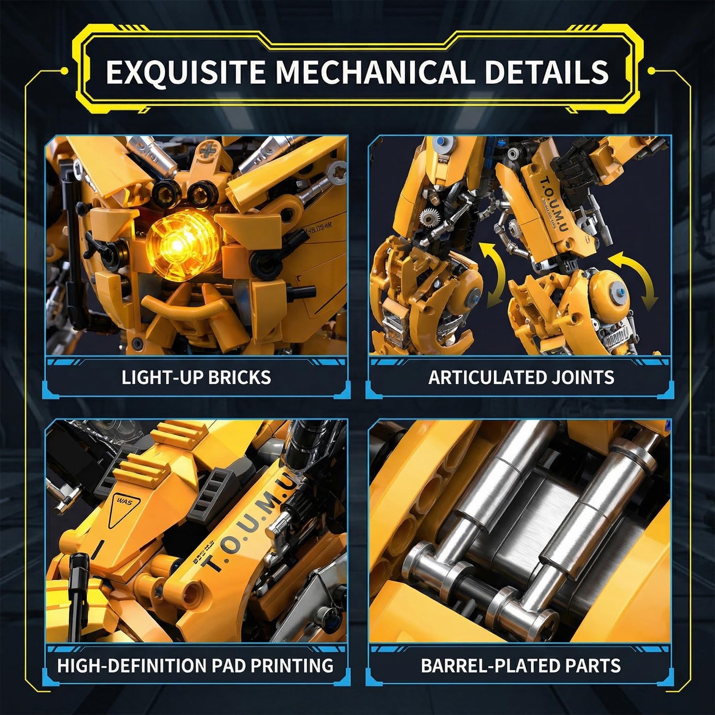 Myth Qholve 2 in 1 Wasp Robot Building Set Transforming Mecha Model Kit with Light-Up Core, Large Sci-Fi Mechanical Insect Display Figure, Advanced