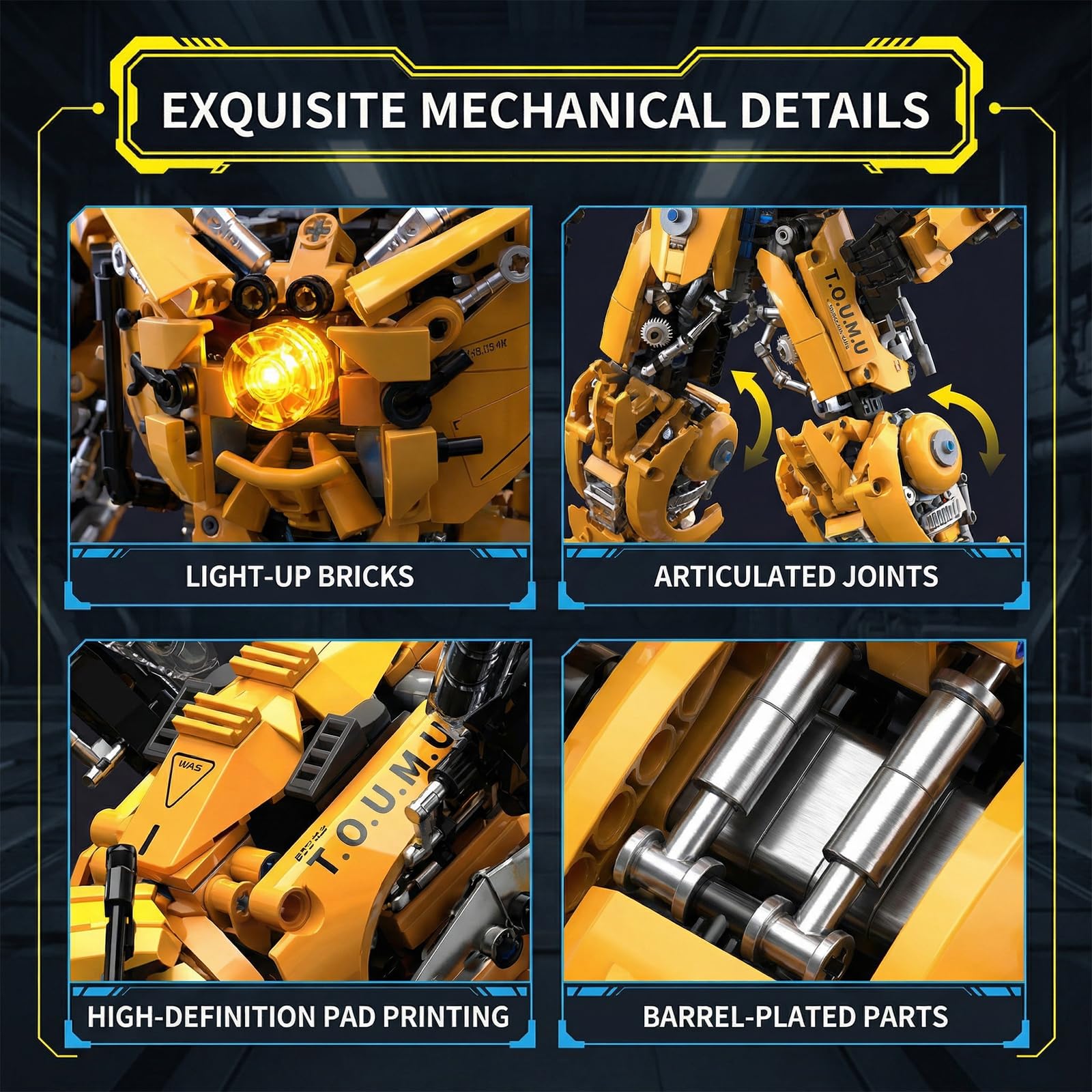 Myth Qholve 2 in 1 Wasp Robot Building Set Transforming Mecha Model Kit with Light-Up Core, Large Sci-Fi Mechanical Insect Display Figure, Advanced