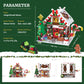 Christmas Gingerbread House Building Block for Girls Age 12+ with LED Lights, Christmas Village House Blocks Set with Christmas Tree and Train