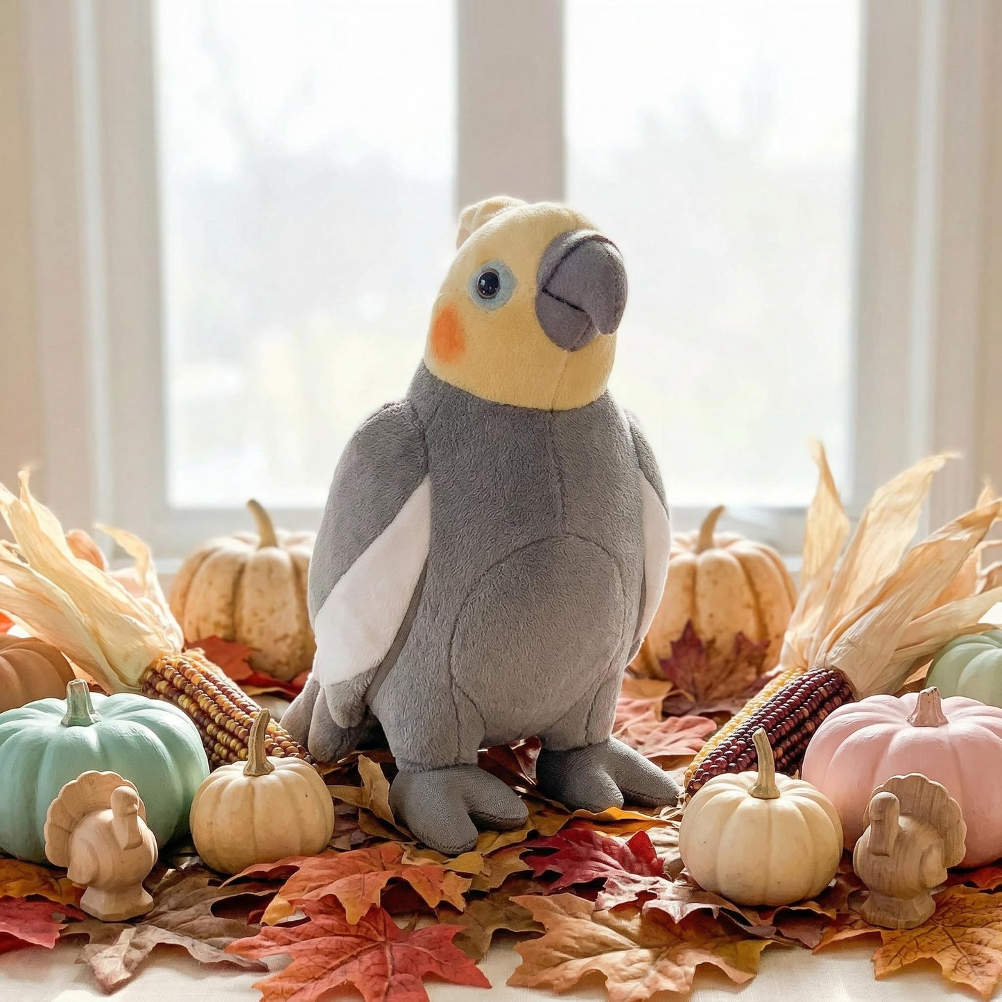 BABY FRANKIEZHOU Simulation Grey Cockatiel Plush Toy, Soft Realistic Cute Plush Stuffed Animal Toy Parrot 7.08inch Funny Birds Home Decoration