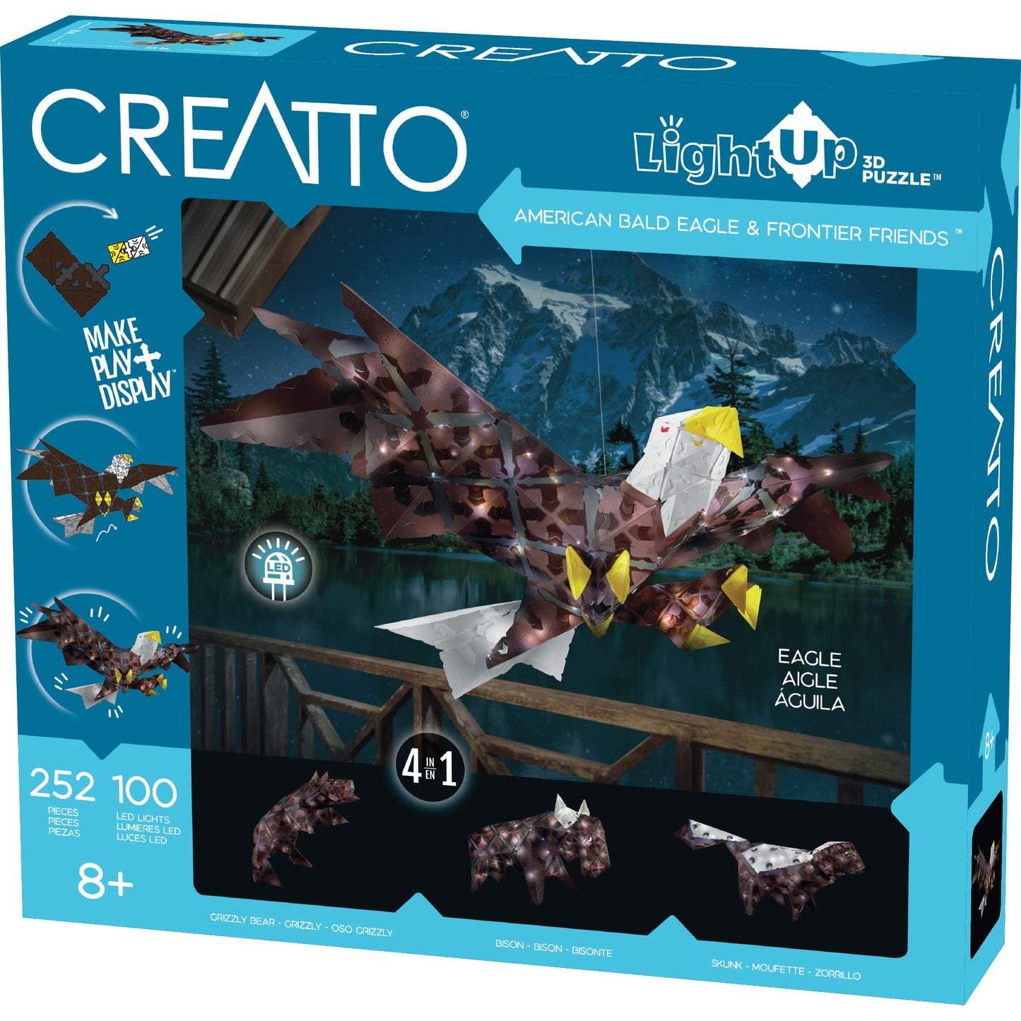 Thames & Kosmos Creatto American Bald Eagle & Frontier Friends Light-Up 3D Puzzle Kit | Includes Creatto Puzzle Pieces to Make Your Own Illuminated