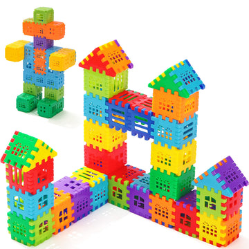 KUTOI Building Blocks - 100-piece Kids Builders Blocks Set with Storage Bag - Interlocking Building Blocks for Toddlers and Kids - Fun and Educational