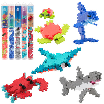 PLUS PLUS Ocean Playset Bundle - 350 Mini Interlocking Building Block Pieces, Animals Figures 3D Puzzle, Fun Stem Toys for Kids