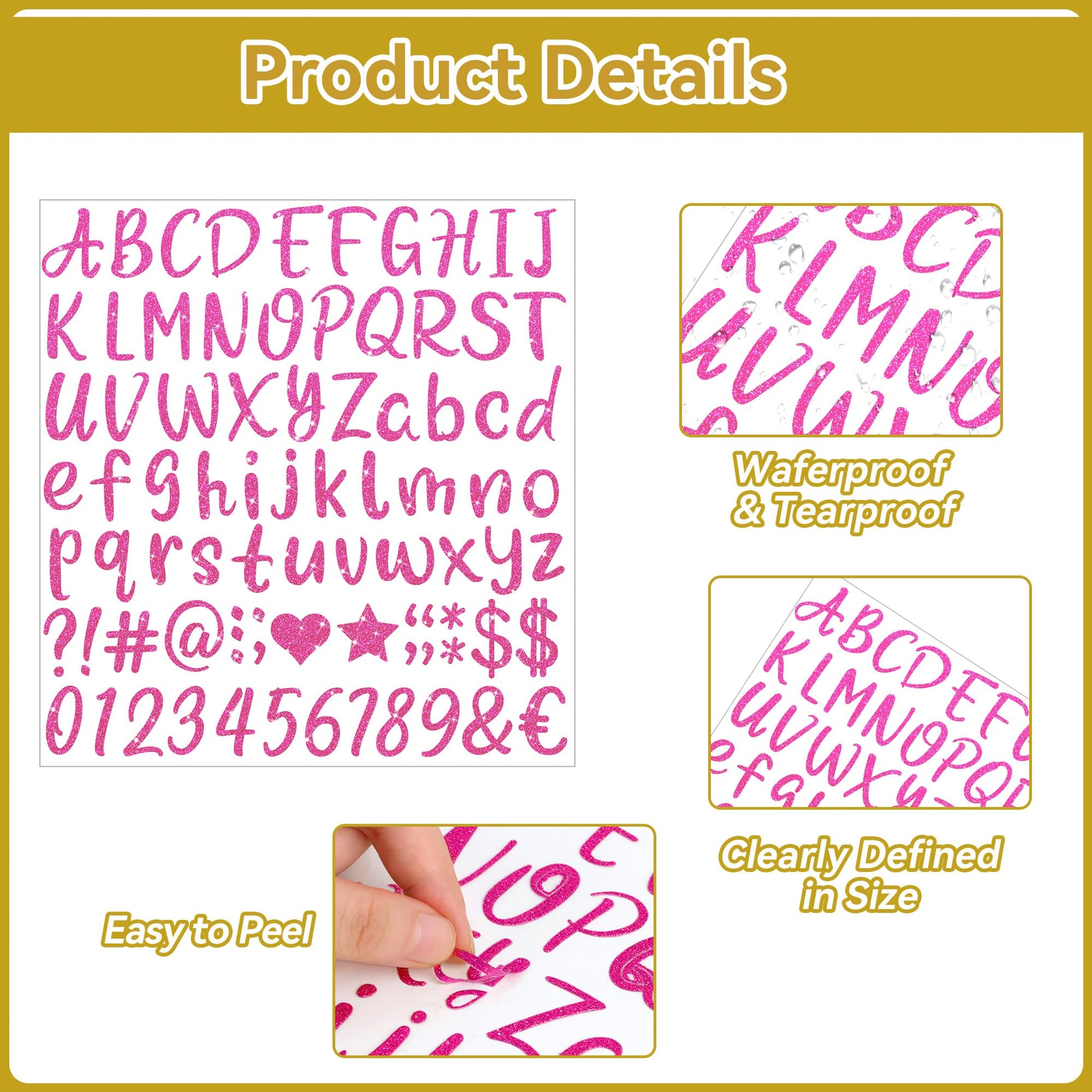 1620Pcs Letter Stickers 20 Sheets Alphabet Stickers Vinyl 1 Inch Stick on Letters Glitter Self-Adhesive Waterproof ABC Number Stickers Graduation Cap