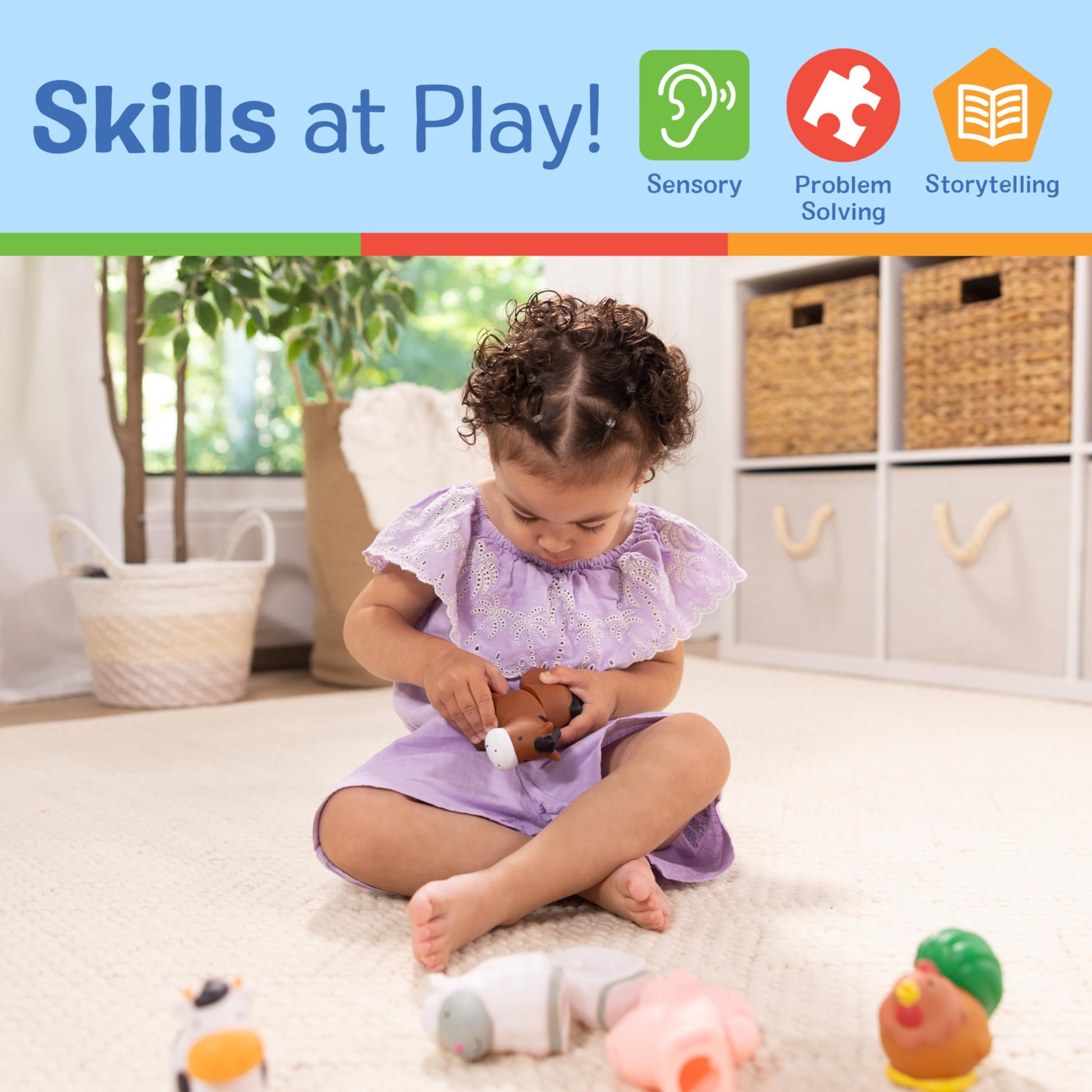 Melissa & Doug Pop Blocs Farm Animals Educational Baby Toy - 10 Linkable Pieces