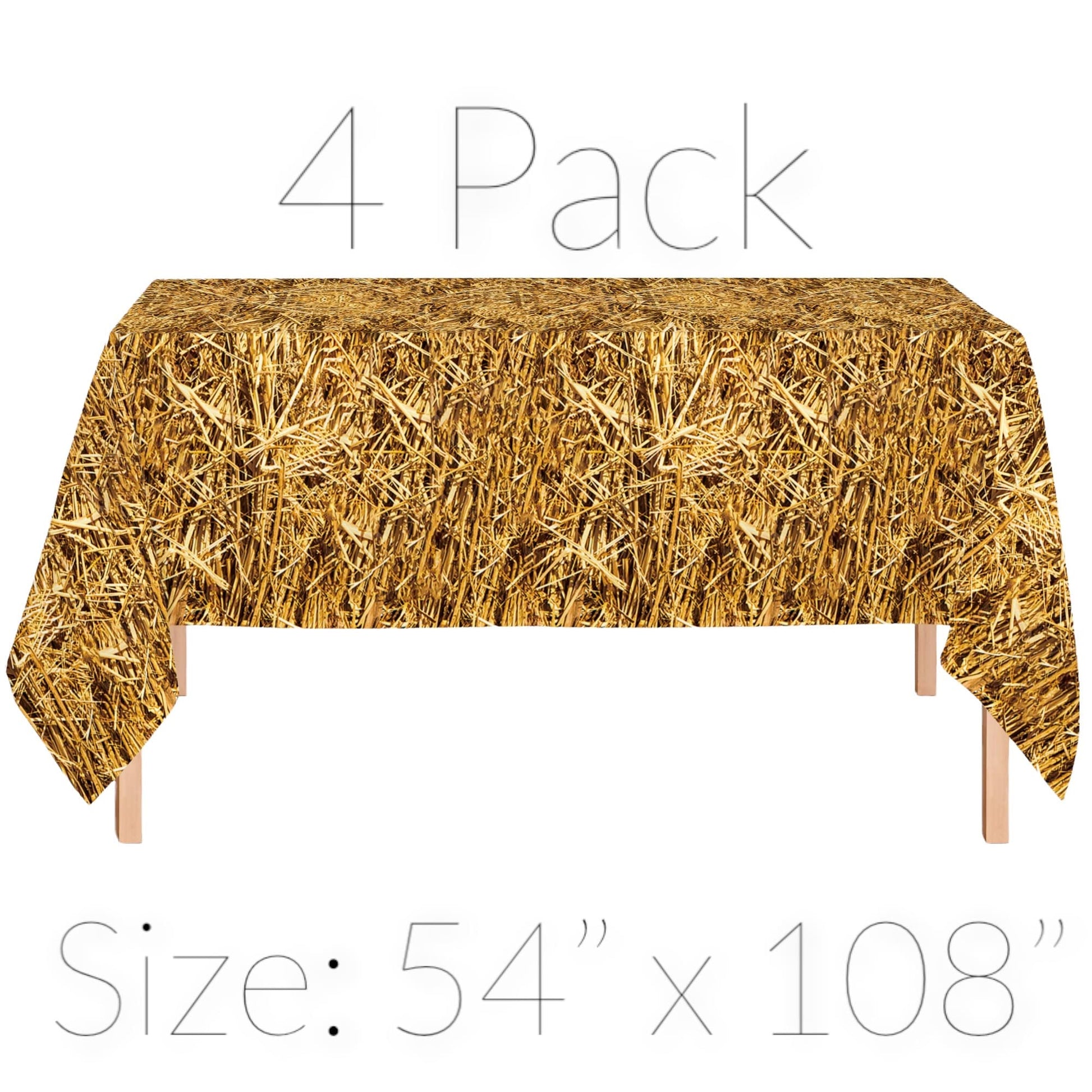 Oojami 4 Pack Straw Table Cover Western Birthday Theme Tablecloth Large Size 54" x 108" Ideal for Cowboy Theme Party, Hawaiian Luau, Carnivals, Farm