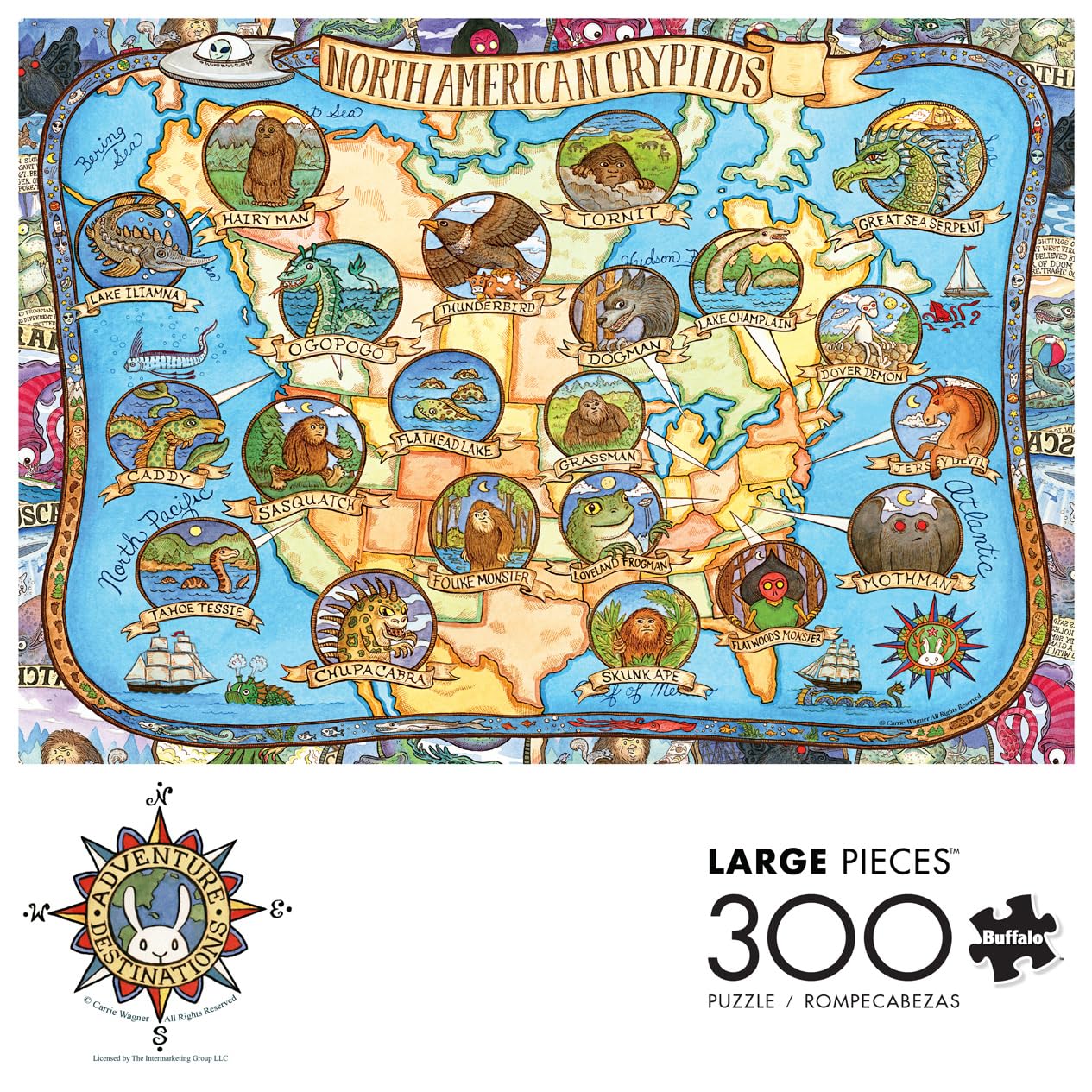 Buffalo Games - Cryptids of North - 300 Large Piece Puzzle for Adults