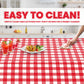 Grandipity 12 Pack Premium Disposable Plastic Picnic Tablecloth 54 Inch. x 108 Inch. Decorative Rectangle Table Cover - Red Checkered Gingham