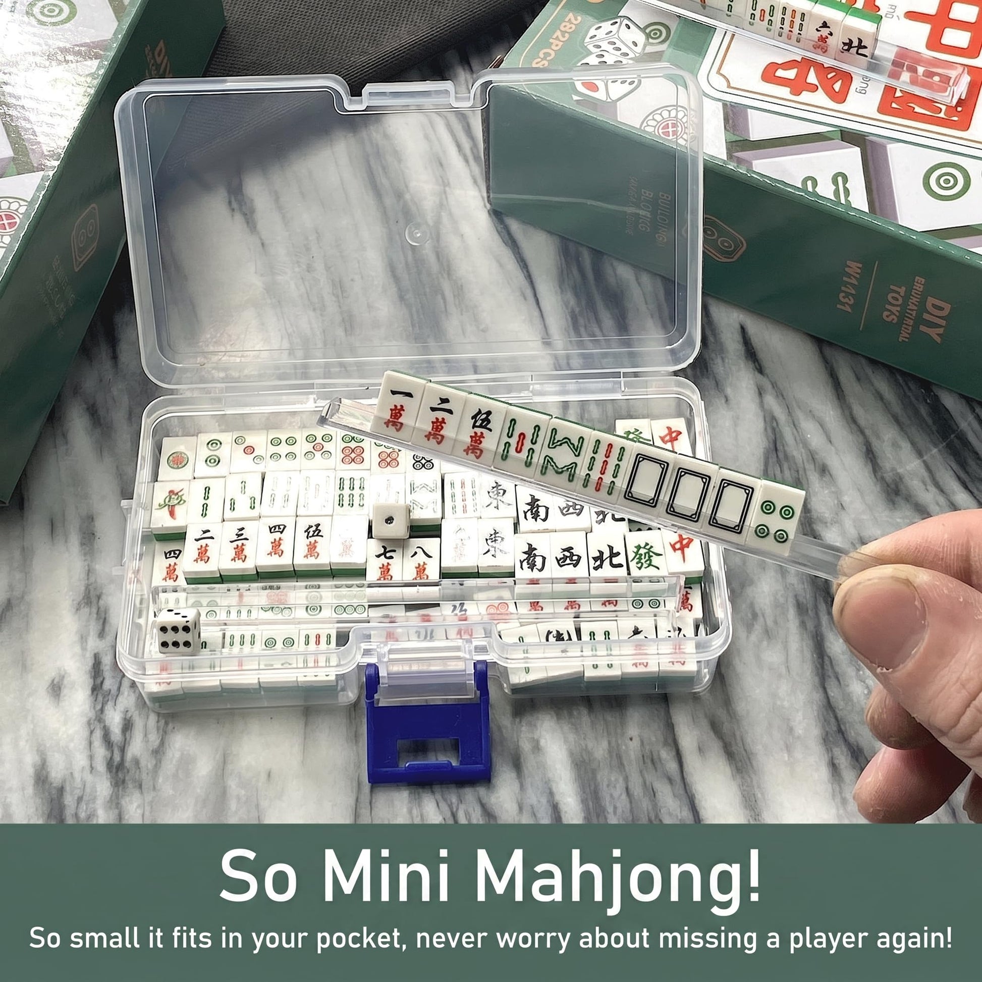 Easytoday 136 Mini Engraved Mahjong Tiles -Green or White, Perfect for Home, Travel & Game Night (mini)