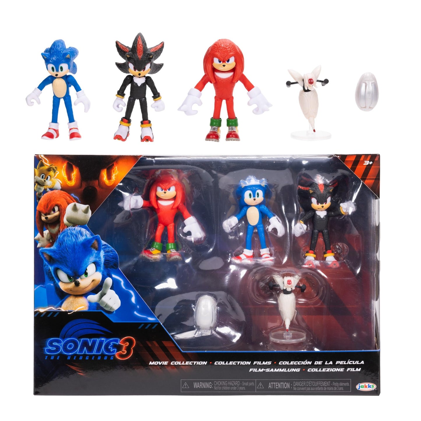 Sonic The Hedgehog 3 Movie Action Figures 2.5-Inch Movie Collector Toy Figure Multi-Pack Includes Knuckles Shadow Buzz Bomber & Drone- Officially