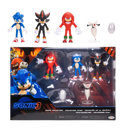 Sonic The Hedgehog 3 Movie Action Figures 2.5-Inch Movie Collector Toy Figure Multi-Pack Includes Knuckles Shadow Buzz Bomber & Drone- Officially