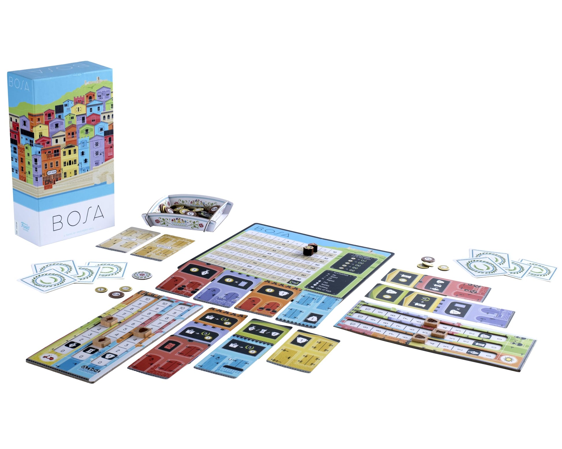 Funko Games Bosa | A Strategy Game | Build Your Own Bosa Townscape | Earn Coins, Resources and Points | 2-5 Players | Ages 8+