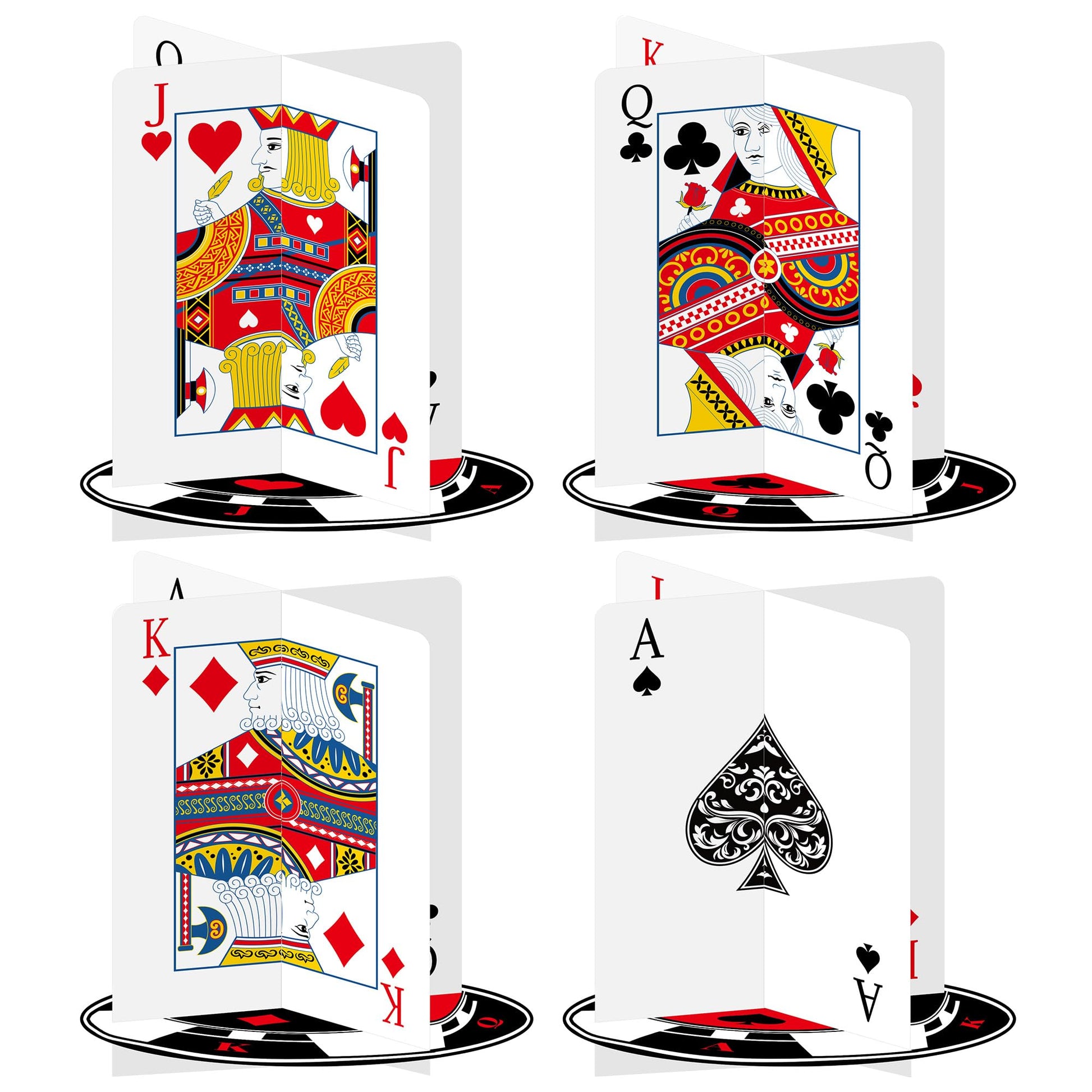 4 Pack Casino Centerpieces for Tables Casino Table Decoration Casino Theme Party Decorations 3D Poker Cardboard for Vegas Game Night Party Casino