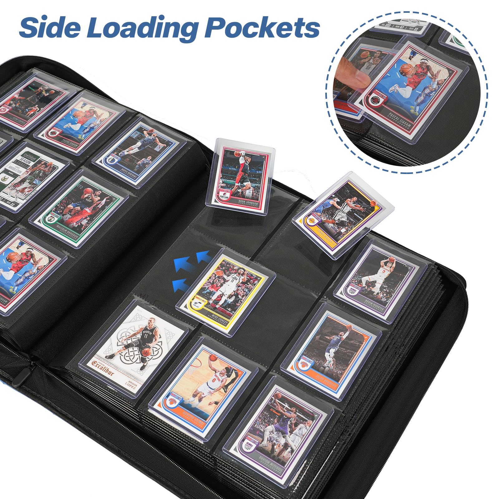 Sibonic 9 Pocket TopLoader Binder, Holds 360 3”x4” Toploader Hard Cases, Sleeves Card Collection Binder, 20 Double Sided Pages, Compatible with