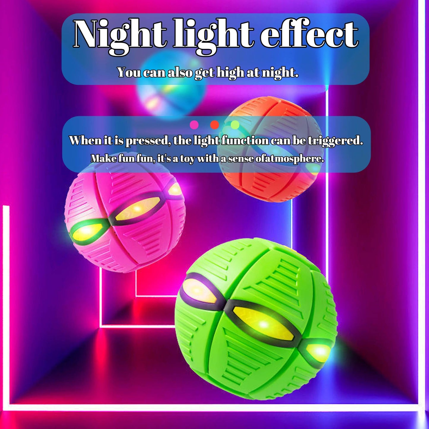 ZSJGGBOY Magic Ball, Magic Bouncing Ball with 6 Light, Dual Form Freely Switchable, Parent-Child Interaction Suitable for Indoor & Outdoor Use (Blue)