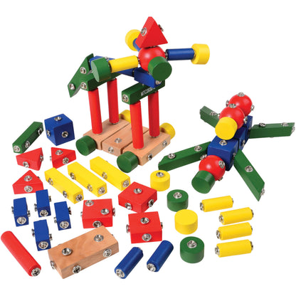Constructive Playthings Children's Snap N Play Building Blocks for Toddlers 3-5 Years with Drawstring Bag for Block Storage, STEM Toys, Durable