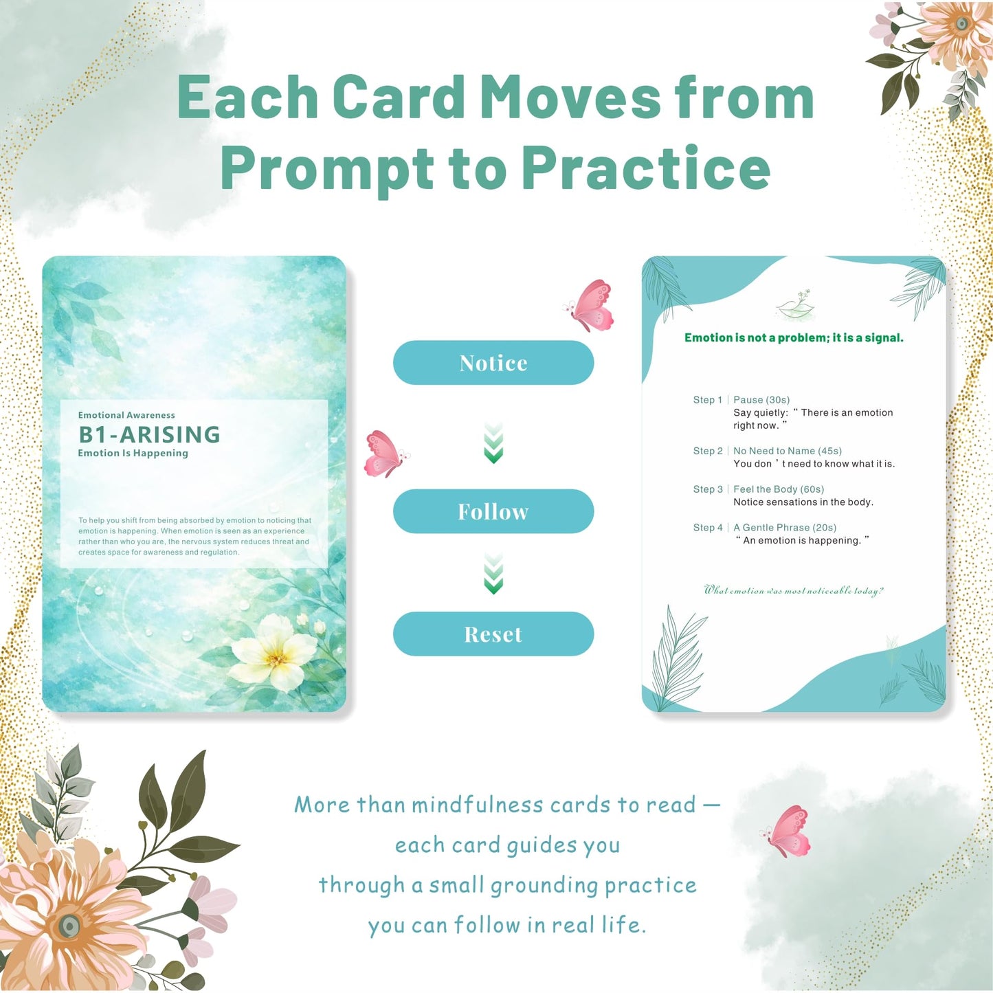 TechMysteryHouse 84 Mindfulness and Grounding Cards for Emotional Reset, Guided Self Care Deck with Purpose and Practice for Adults and Teens