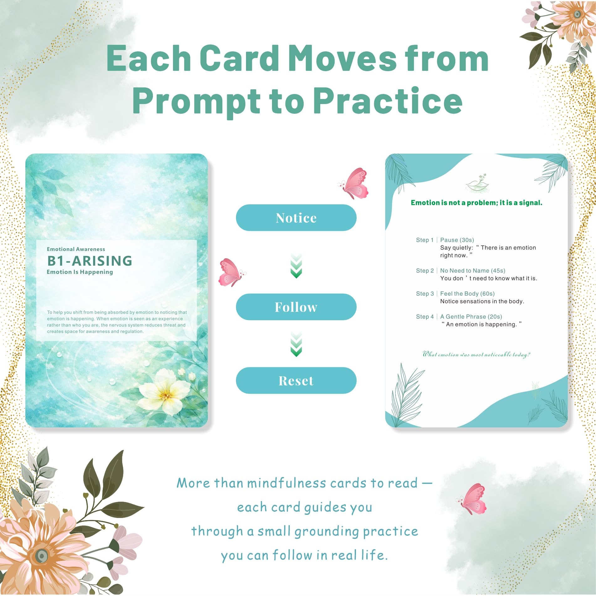 TechMysteryHouse 84 Mindfulness and Grounding Cards for Emotional Reset, Guided Self Care Deck with Purpose and Practice for Adults and Teens