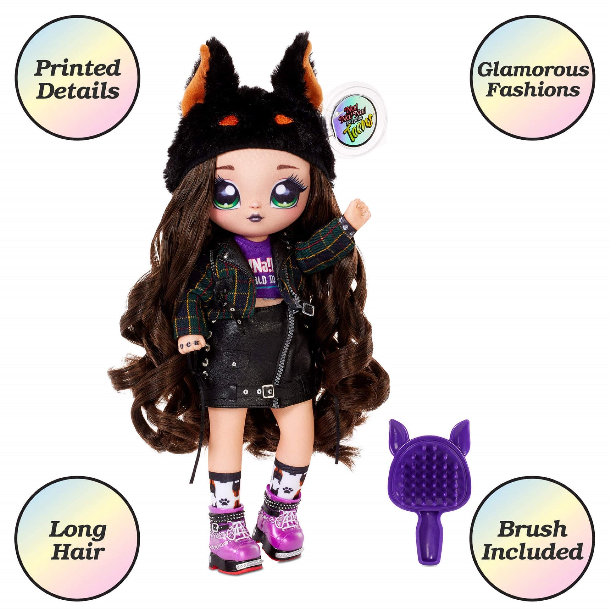 Na Na Na Surprise Teens Fashion Doll - Rebel Dare, 11" Soft Fabric Doll, Dog Inspired