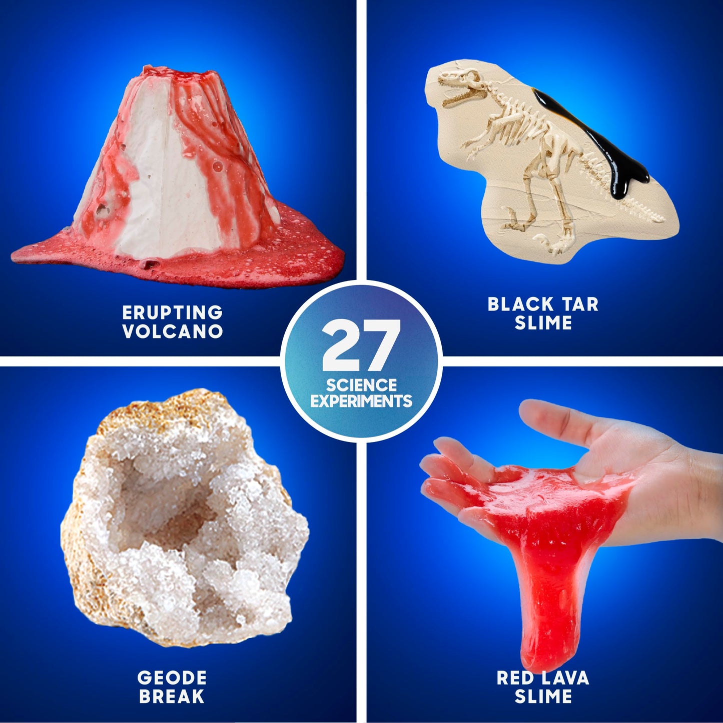 Discovery Planet Earth Science Kit for Kids| 27 Science Experiments| Erupting Volcano, Slime Lava, Geodes, Grow Crystals, Dino Fossil| STEM Geology