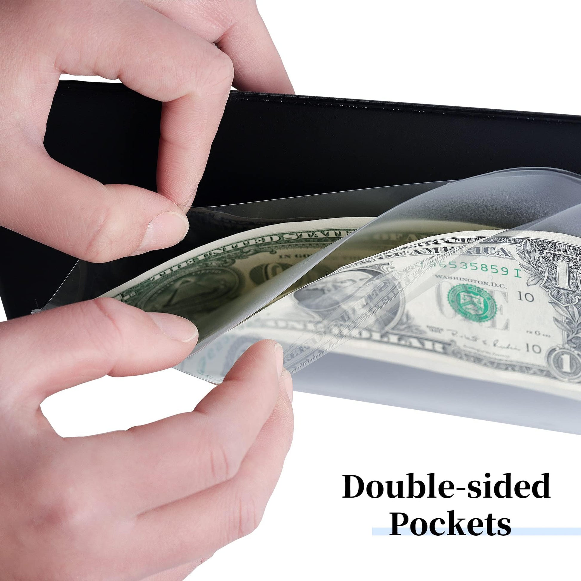 40 Pockets Banknote Currency Collecting Album - 20 Sheets Clear Dollar Bill Holders World Money Storage Book Collection Supplies Double-Sided Pages
