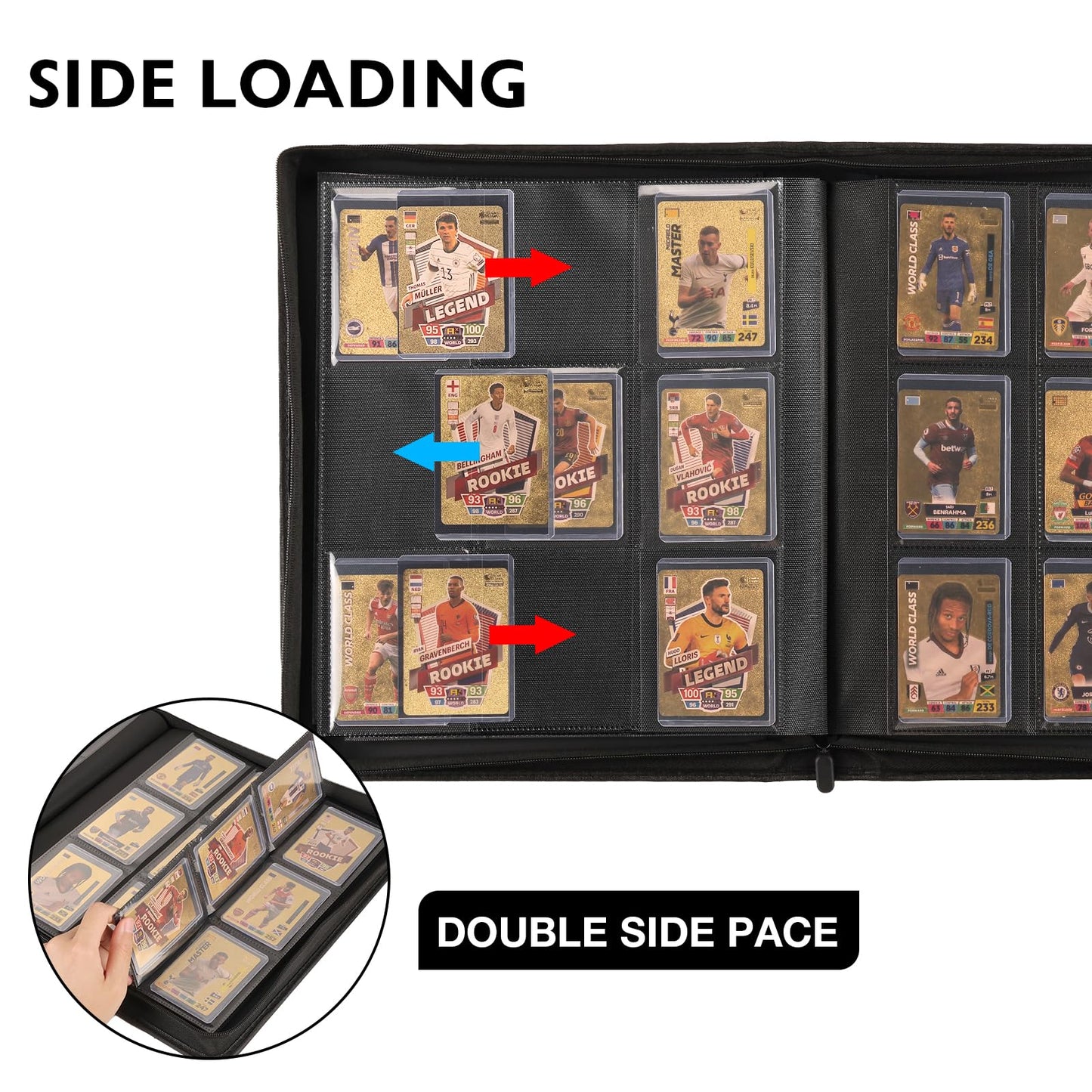 Toploader Binder, Holds 360 Top Loaders,9 Pocket Top Loader Binders for 3" x 4" Rigid Cards,Toploader Card Binder for Trading Cards Baseball, Football