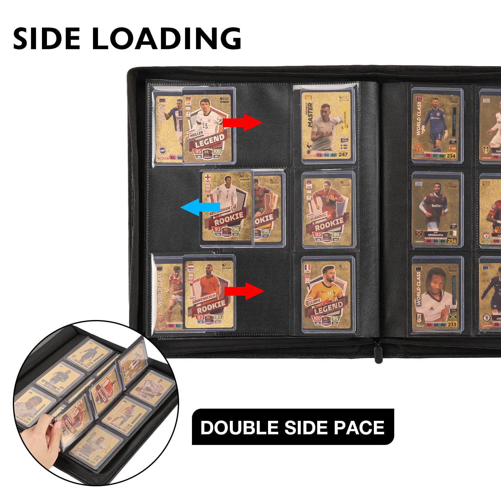 Toploader Binder, Holds 360 Top Loaders,9 Pocket Top Loader Binders for 3" x 4" Rigid Cards,Toploader Card Binder for Trading Cards Baseball, Football