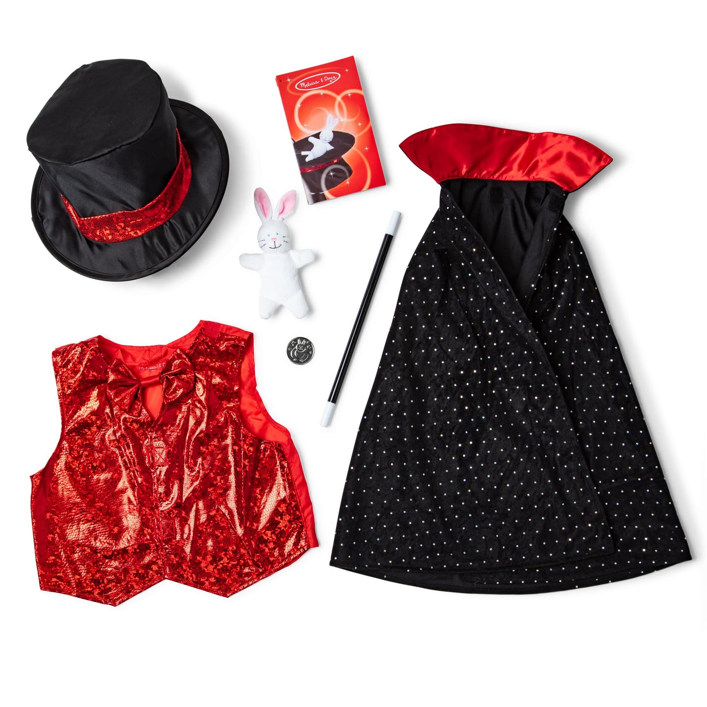 Melissa & Doug Magician Role Play Costume Set - Includes Hat, Cape, Wand, Magic Tricks