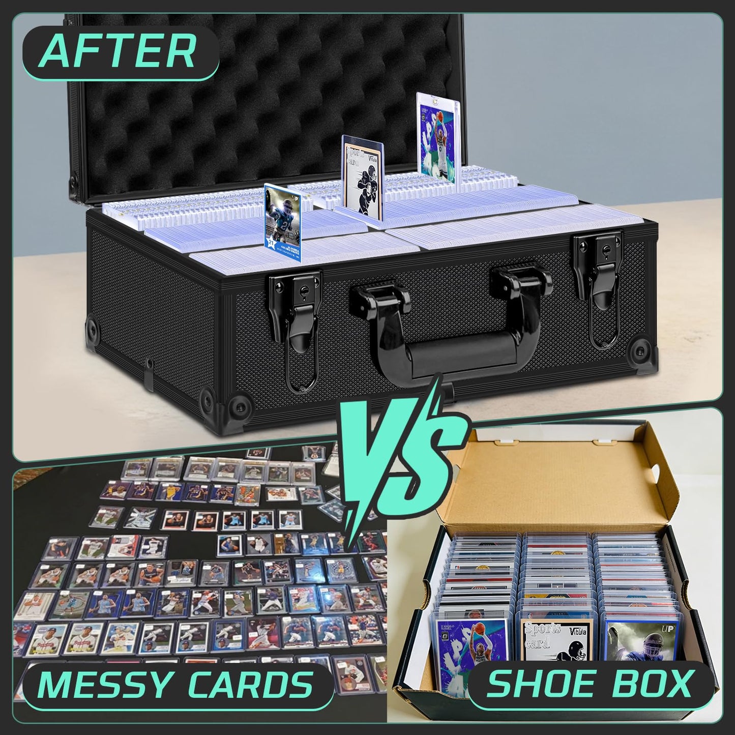 PAPNIX Toploader Storage Box for 3” x 4” 35pt Rigid Cards, Holds 600+ Toploaders or 135+ Magnetic Holders, Sports Card Storage Case Organizer with