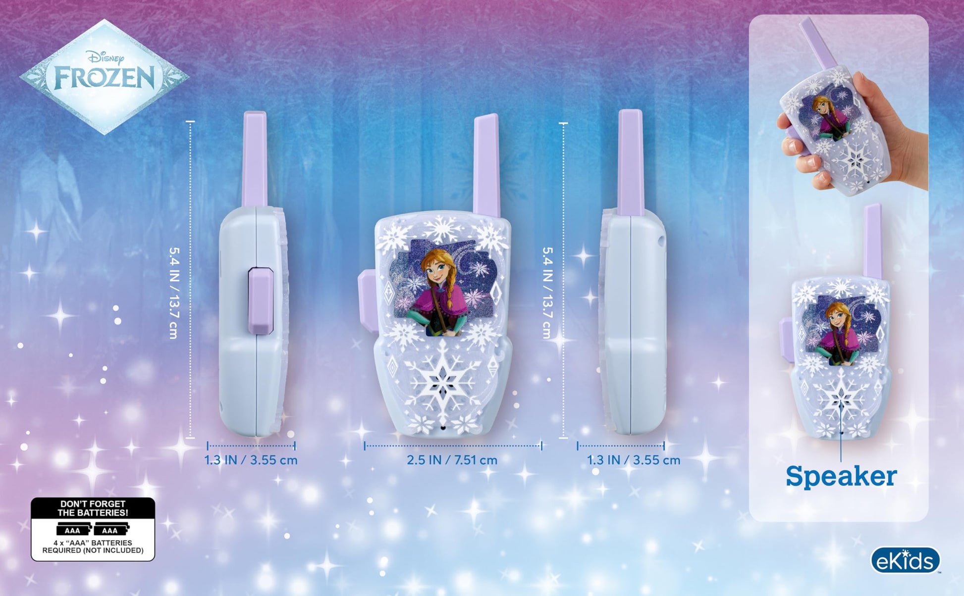 Disney Frozen Walkie Talkies for Kids, Static Free and Extended Range Indoor and Outdoor Toys