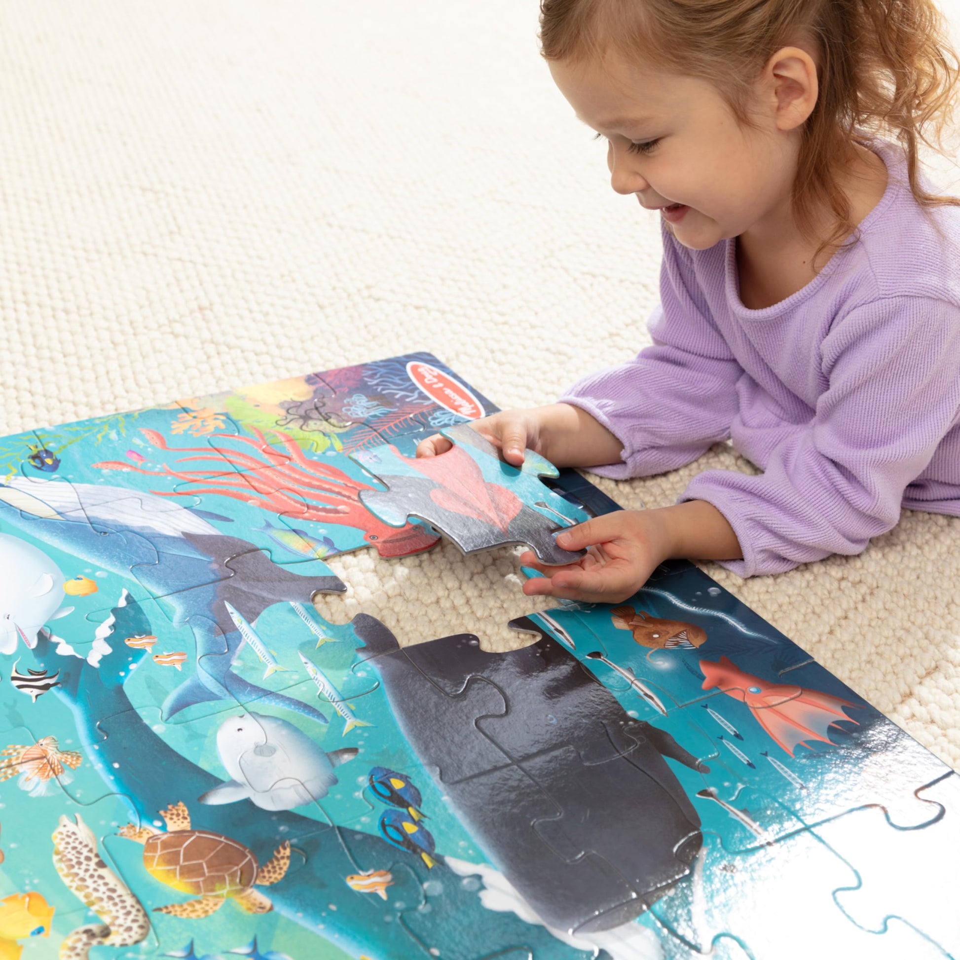 Melissa & Doug Underwater Jumbo Floor Puzzle 48-Piece Ocean Animal Toy