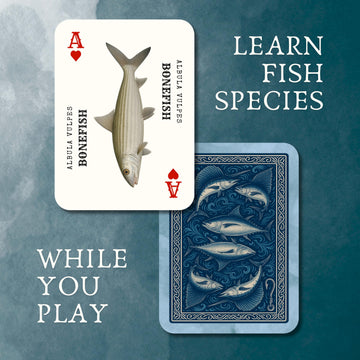 Saltwater Fish Plastic Playing Cards: Waterproof, Learn 52 Species While You Play; the Ultimate Fishing Gear Addition, Fits in Any Fishing Tackle Box
