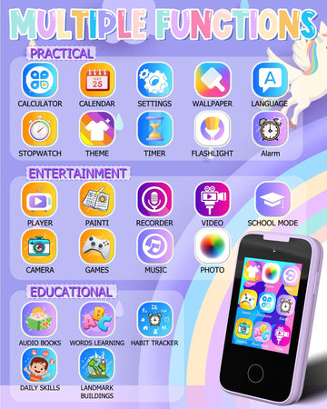 Kids Smart Phone Gifts for Girls 6-8 Year Old,Touchscreen Toy Cell Phone with Multi APPs 8G TF Card for Learning Play Christmas Birthday Gifts for